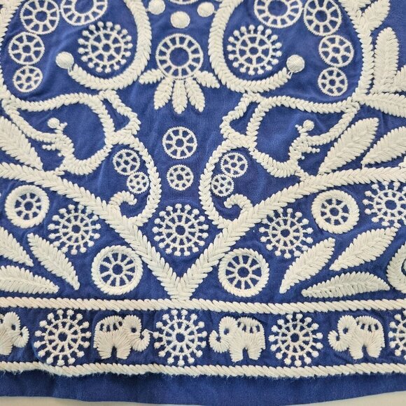 Lilly Pulitzer XS Charlotte Tunic Top Iris Blue Jungle Panel Embroidered Boho - Picture 2 of 11